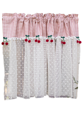 白色蕾丝厨房短帘半帘隔断纱帘咖啡帘衣柜门帘韩式田园飘窗窗帘