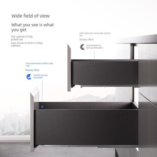 悍高抽屉轨道三节轨阻尼缓冲静音导轨 五金配件托底滑轨抽屉滑道