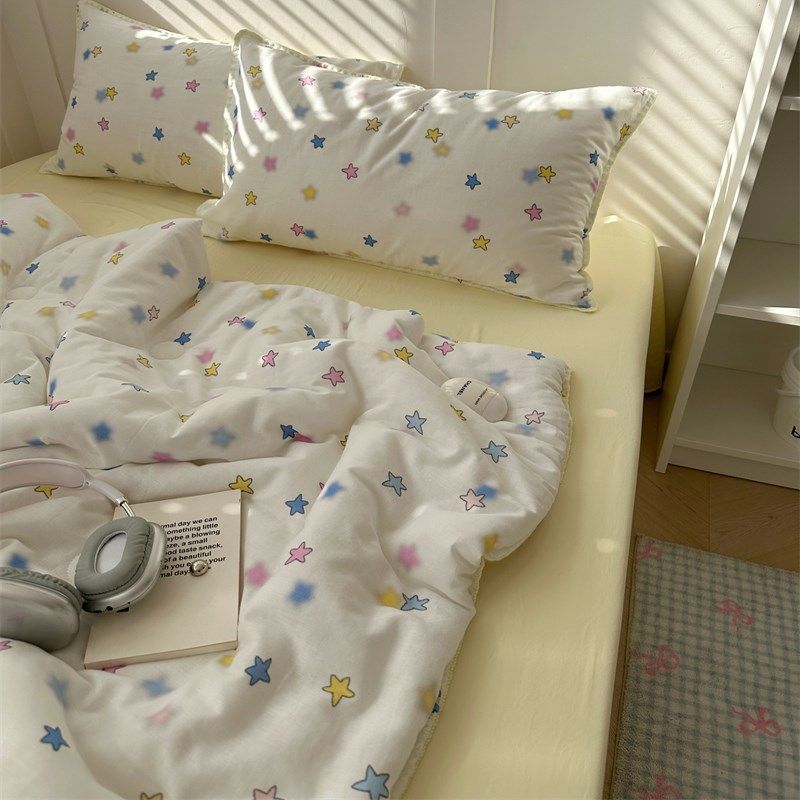 梨梦 朦胧星星 少女心夏凉被四件套夏季薄被子单双人夏被空调被芯,床上用品,化纤被,淘宝优惠券,粉丝福利购,淘宝优惠卷