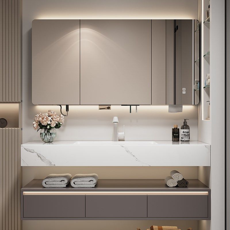 轻奢酒店风岩板无缝陶瓷一体盆浴室柜组合洗手洗脸盆卫生间洗漱台,家装主材,浴室柜组合,淘宝优惠券,粉丝福利购,淘宝优惠卷