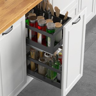 浅拉篮400深调味篮200窄小整体橱柜拉拦250调料拉蓝厨房300抽屉式