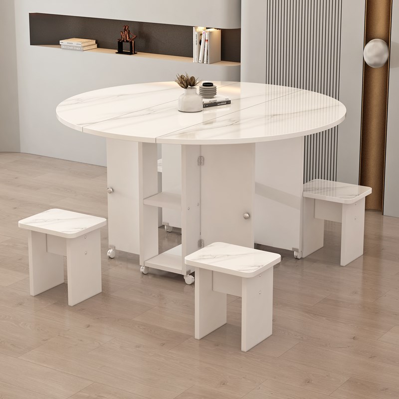 家用折叠餐桌可移动伸缩长方形小户型简易多功能桌椅组合吃饭桌子