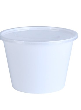 圆形白色打包碗一次n性餐盒塑料带凸盖打包盒加厚外卖便当饭盒汤