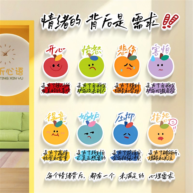 情绪小怪兽幼儿园图书角布置儿童阅读区文化画环创绘本馆墙面装饰