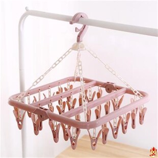 便捷多功能晾衣架多夹子折叠单个挂式娃子圆盘内衣裤bb晾干架晒衣