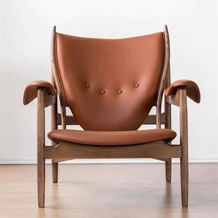 酋长椅中古风北美白蜡木休闲 椅设计师款单人沙发椅客厅阳台