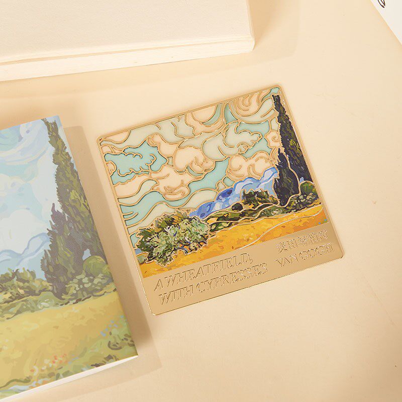 大英博物馆MFA美术馆大师系列麦田与柏树透光金属书签精致高级