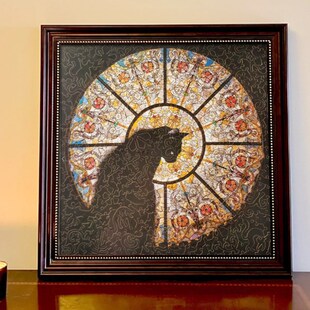 教堂猫拼图框Catihedral Cat异形拼图装裱30*30cm挂墙实木相框裱