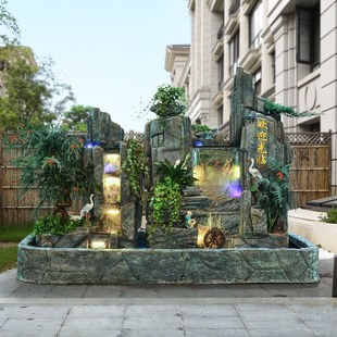 大型别墅庭院花园室内户外假山流水喷泉瀑布造景养鱼池水景观装饰