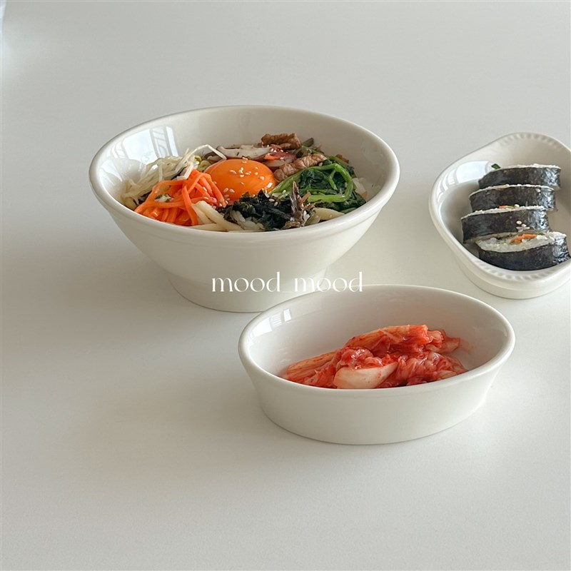 moodboard 乳白系列/宽口高脚碗 厚实韩式ins陶瓷7寸拌.面沙拉汤