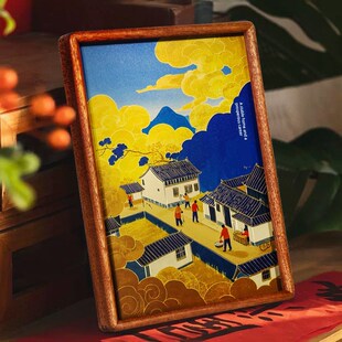 铜艺世家手工錾刻铜雕画安居乐业家居装饰画玄关客厅桌面摆件摆台