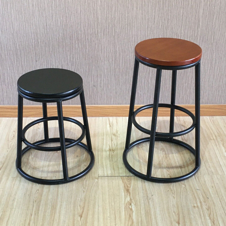 实木酒吧椅加高圆凳高脚凳子快餐店吧台凳柜台坚固实木商用吧椅