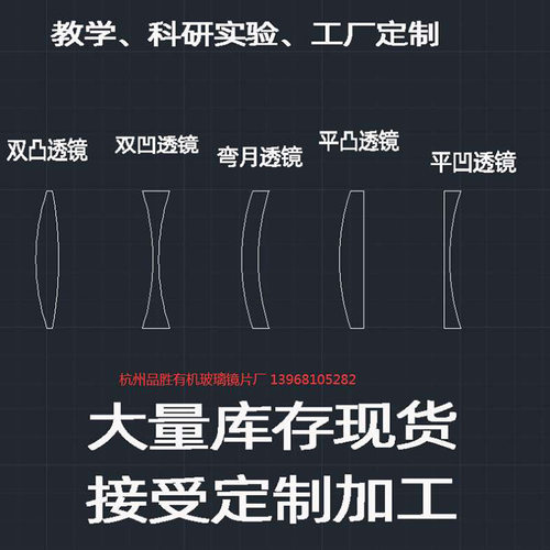 亚克力双面凹透镜光学镜片放大镜片可定制透镜镜片磁吸双面凹透镜