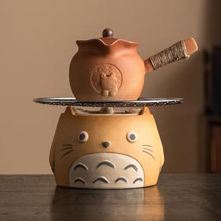 小型电碳两用 萌猫围炉煮茶器侧把茶壶泡茶家用室内电陶炉套装