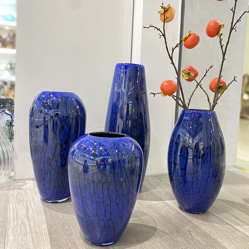 轻奢琉璃花瓶玻璃艺术摆件蓝色新中式客厅玄关装饰样板间花器餐桌,电子元器件市场,电线扎带/束线带,淘宝优惠券,粉丝福利购,淘宝优惠卷