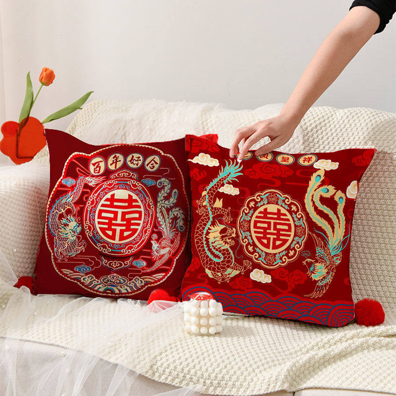 百年好合十字绣抱枕2025新款结婚线绣满绣客厅沙发手工diy自己绣