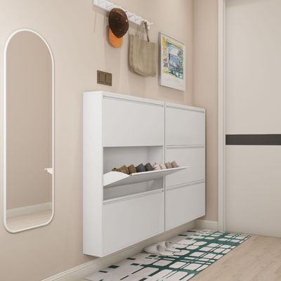 超薄翻斗鞋柜家用门口钢制楼道翻斗柜室内入户门后收纳极窄鞋架子