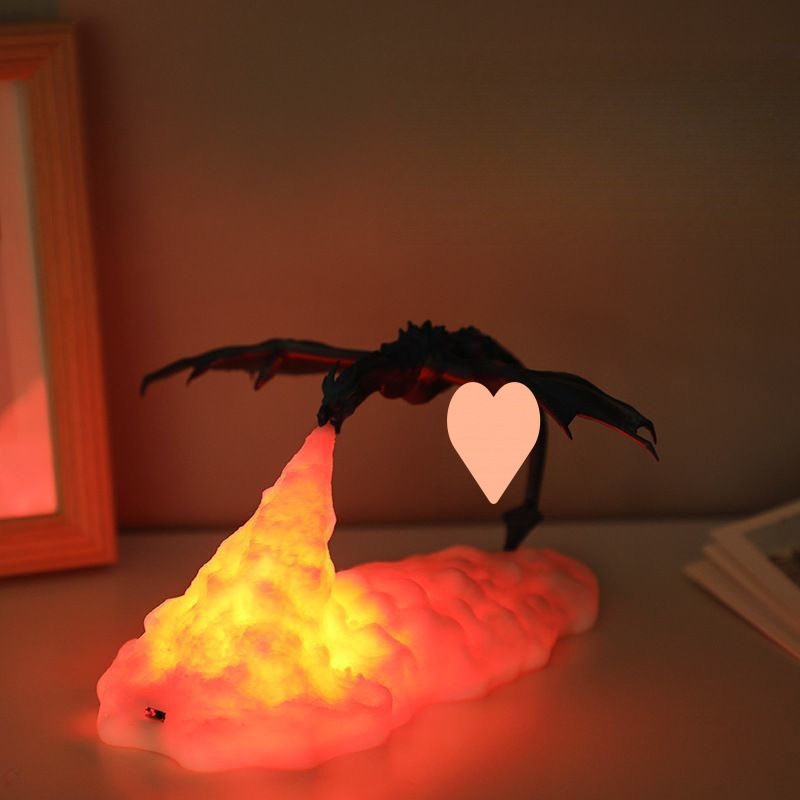 3D打印喷火龙夜灯创意桌面摆件led火山龙小夜灯新奇特生日P