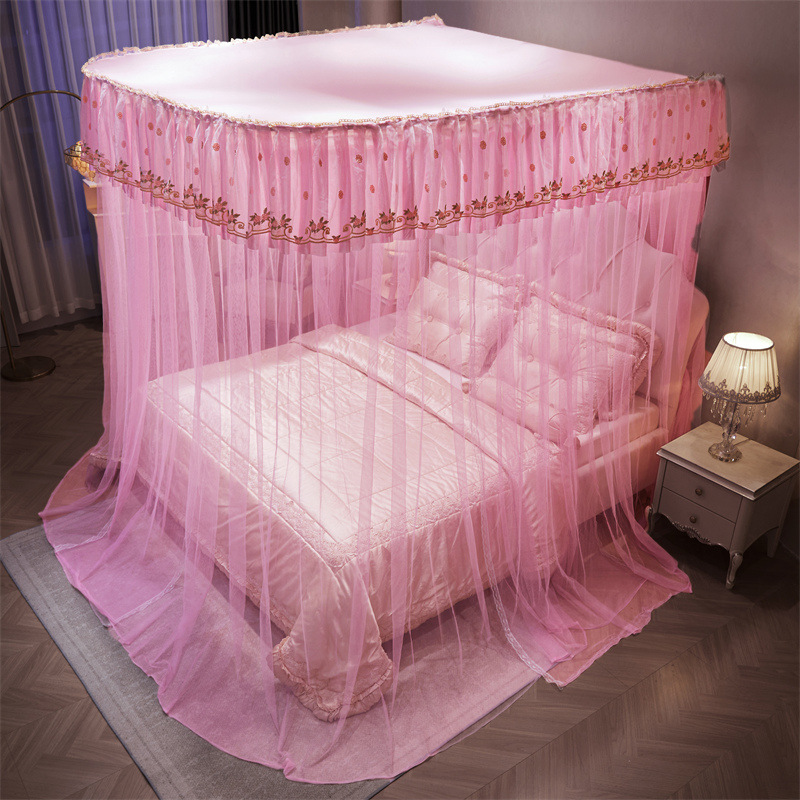 导轨蚊帐家用u型2025新款卧室高级伸缩支架杆免安装加厚轨道落地