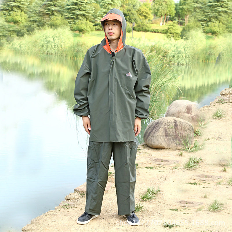 加厚雨衣雨裤分体套装耐磨双层针织布户外成人男女反光分体雨衣裤