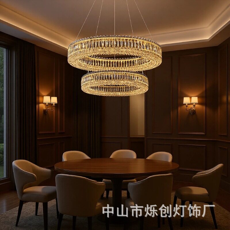 水晶吊灯意式轻奢风k9水晶简约智能客厅灯高级感餐厅灯卧室