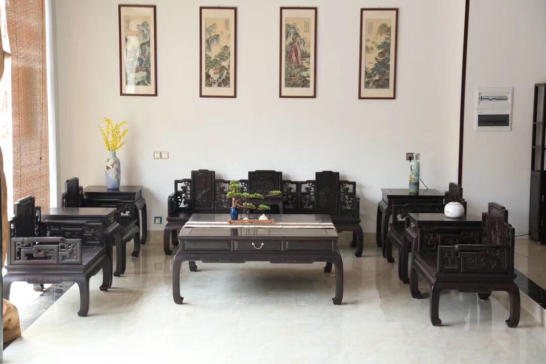 黑檀乌金木沙发客厅组合沙发新中式沙发清式明式家具