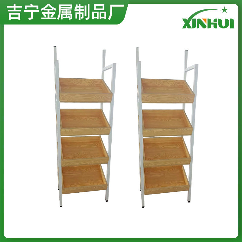 工厂定做三层货架店铺小商品收纳架创意产品货柜落地钢木展示架