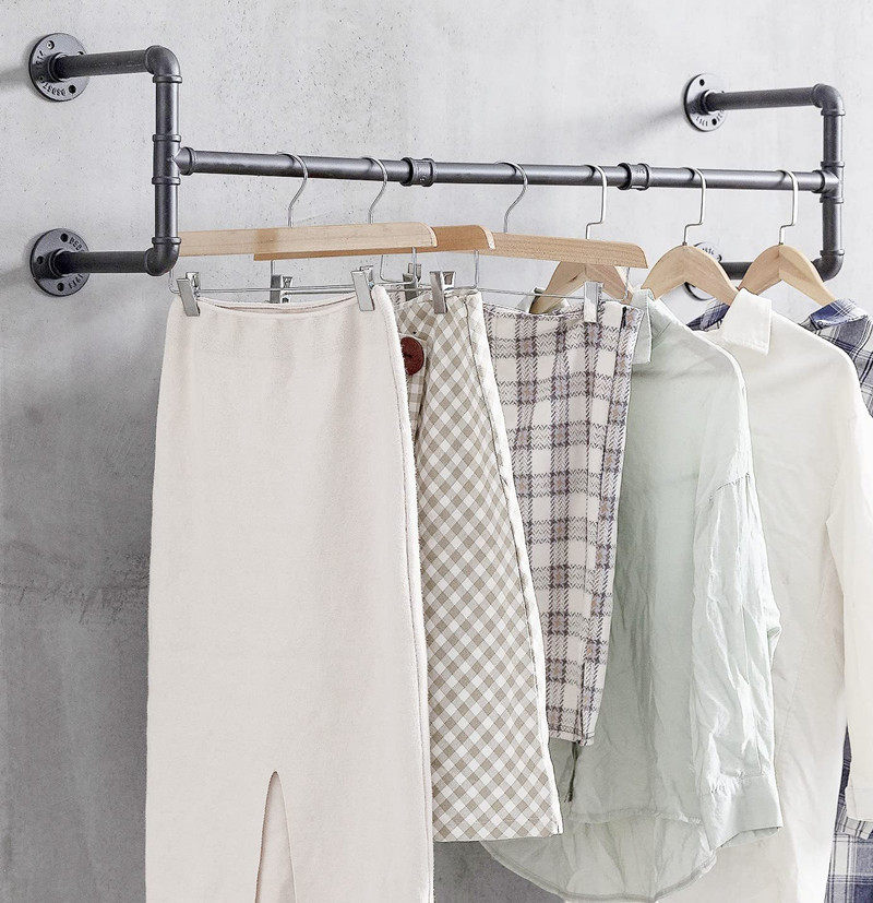 跨境水管衣服挂架陈列展示架衣帽架铁艺挂衣架服装店家用卧室衣架