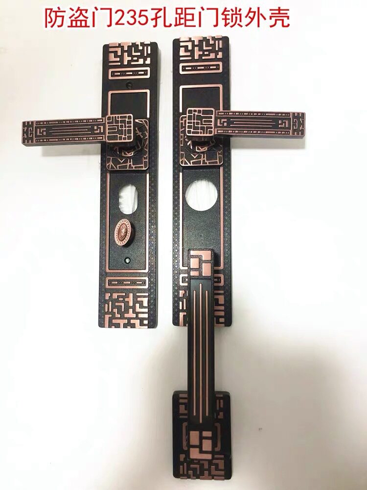 防盗门把手铝合金防撬 黑色款长款厂家大门拉手通用235mm