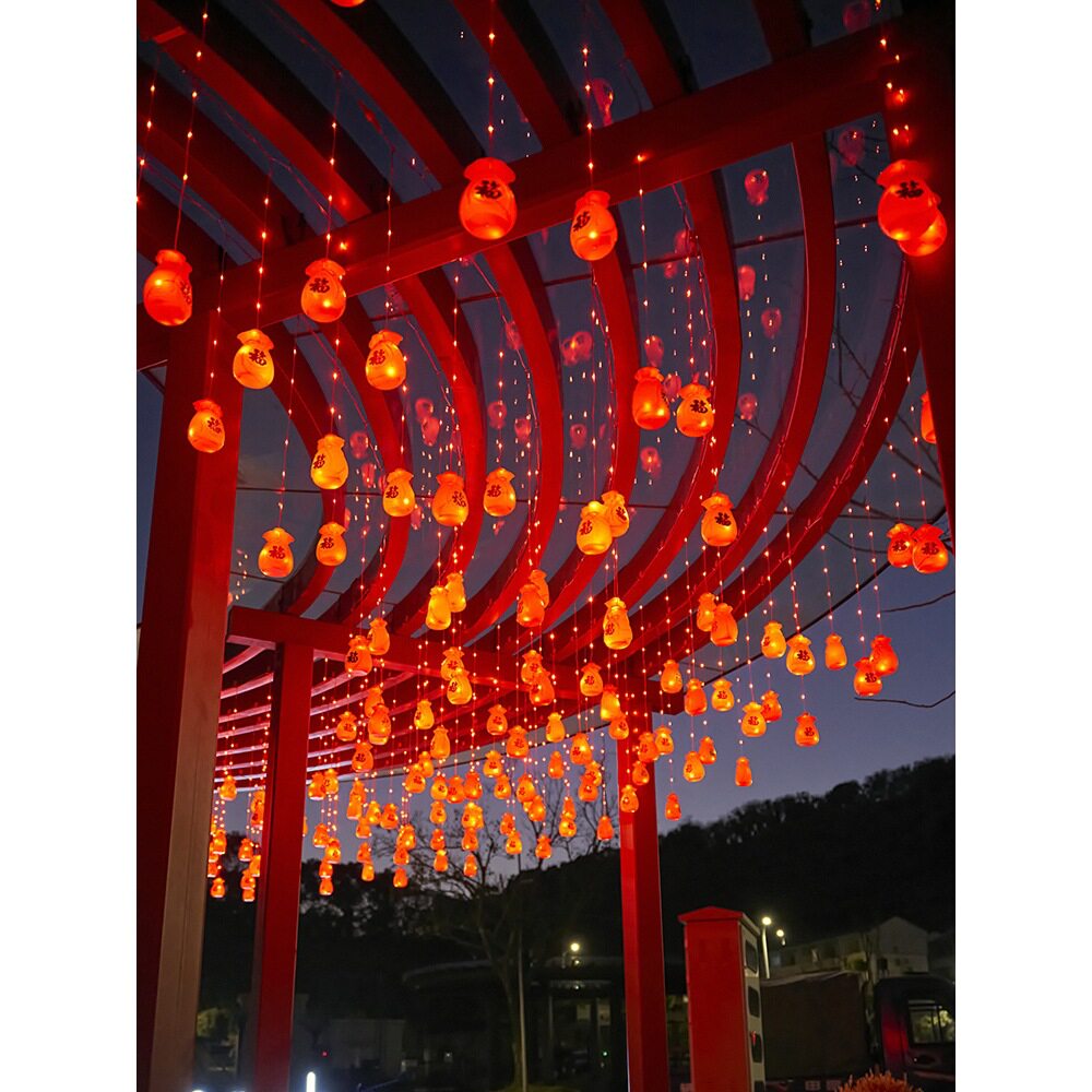 2026马年春节福字窗帘闪灯串灯