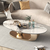 2025新款 轻奢椭圆异形岩板茶几现代简约客厅家用高级感小户型茶几