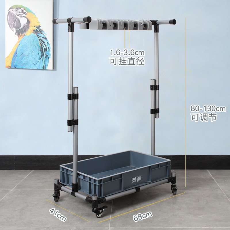 架海灰色落地拖把架可移动墩布架挂架复合管不锈钢架子10挂12钩