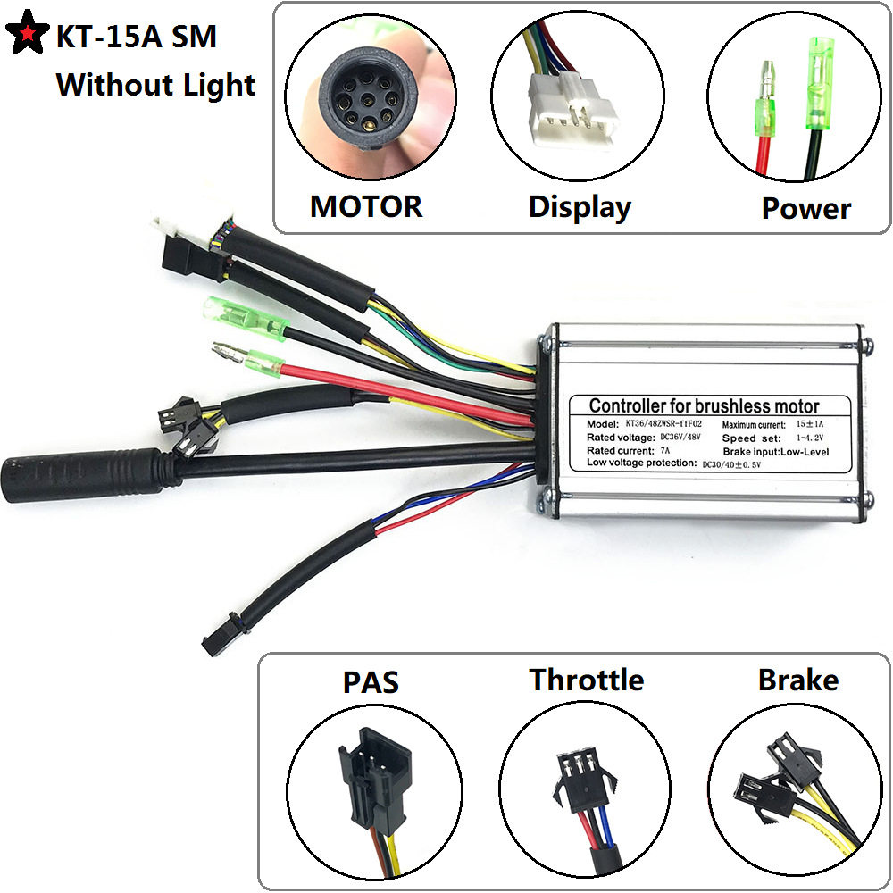 36V/48V/15A 昆腾方波控制器供应亚马逊等跨境全普通电机防水头