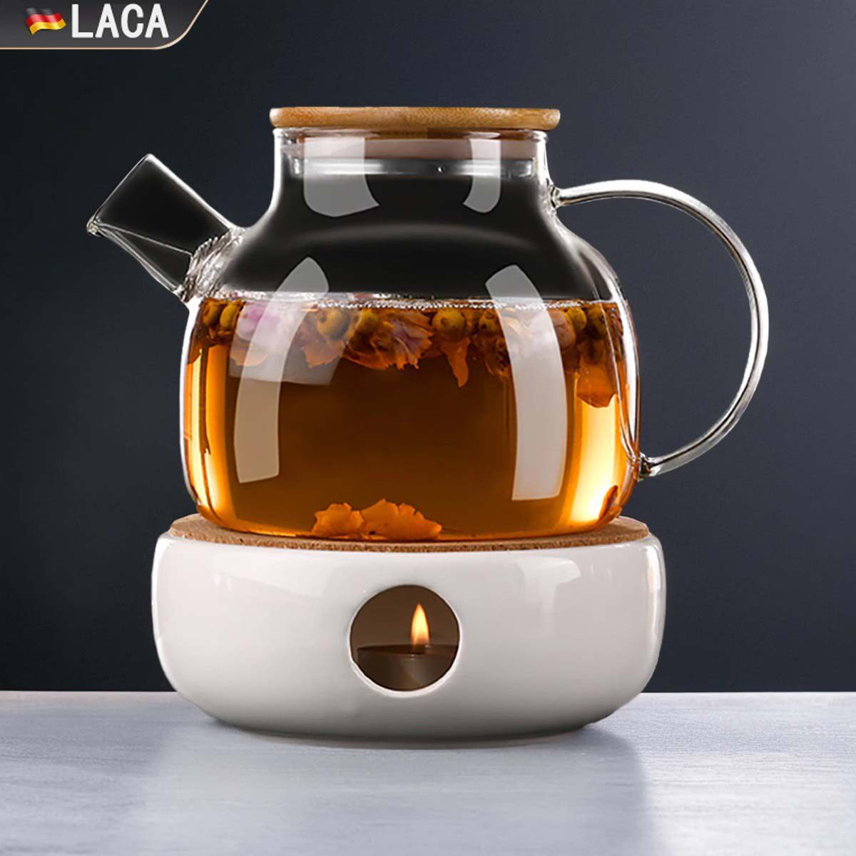 日式耐高温玻璃温茶壶蜡烛加热底座水果茶壶餐厅酒店花茶温煮水壶