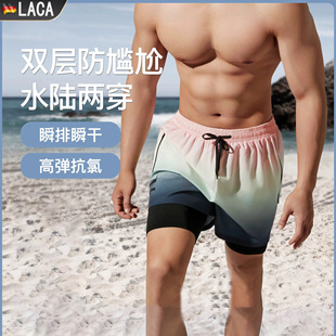 泳衣五分褲 成人防尷尬速干雙層大碼 泳褲 沙灘游泳裝 備 男士 德國(guó)新款