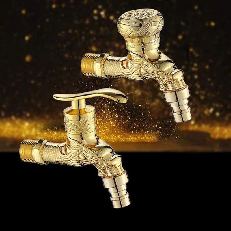 跨境黄铜装饰户外花园水龙头雕刻壁挂式龙头洗衣机拖把龙头