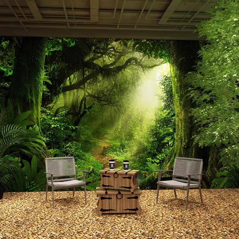 森林墙布植物自然视觉延伸墙纸餐饮店茶室定制3d立体墙布背景墙,家装主材,无纺布墙纸,淘宝优惠券,粉丝福利购,淘宝优惠卷