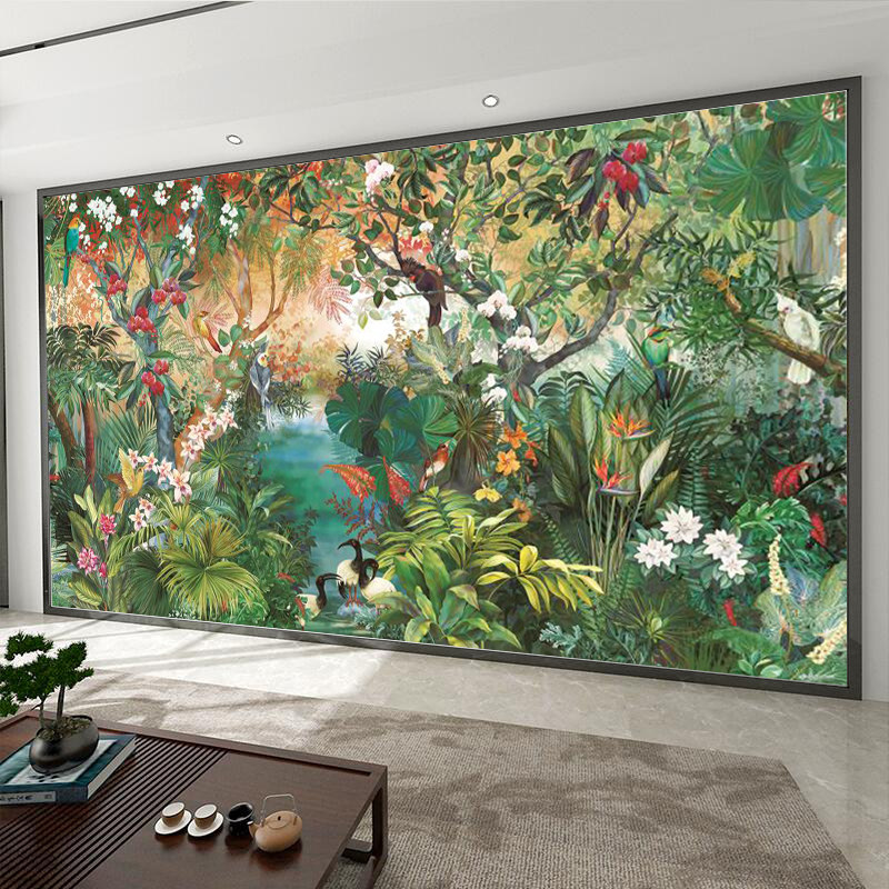 北欧ins风热带雨林植物背景墙壁纸美式复古酒店餐厅民宿墙纸墙布,家装主材,无纺布墙纸,淘宝优惠券,粉丝福利购,淘宝优惠卷