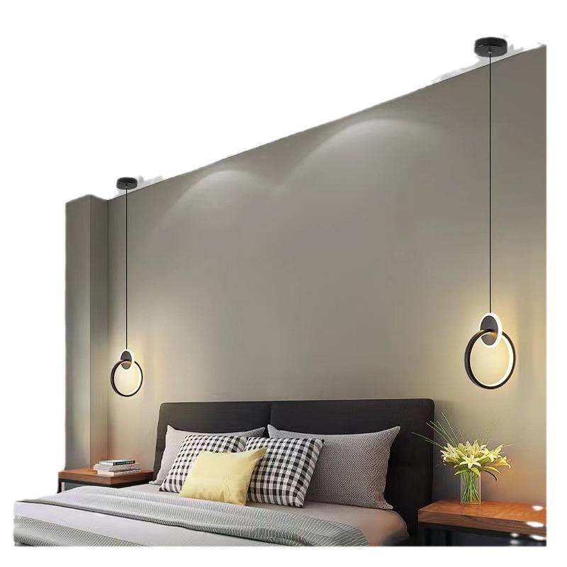 现代简约卧室北欧床头灯LED餐厅灯吧台背景墙电视墙灯双环小吊灯,家装灯饰光源,智能吊灯,淘宝优惠券,粉丝福利购,淘宝优惠卷