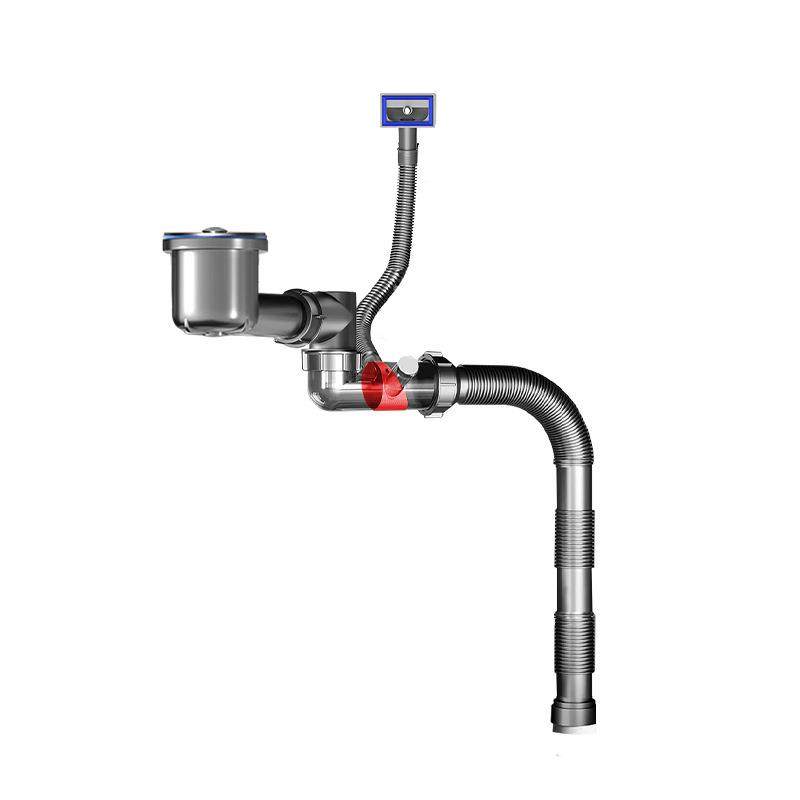 厨房洗碗池防臭省空间排水管双溢水接口一体成型下水杯全套下水器,家装主材,下水器,淘宝优惠券,粉丝福利购,淘宝优惠卷