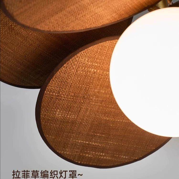宋式美学灯具藤编卧室灯法式中古风吊灯创意设计感日式餐厅玻璃灯,家装灯饰光源,智能吊灯,淘宝优惠券,粉丝福利购,淘宝优惠卷
