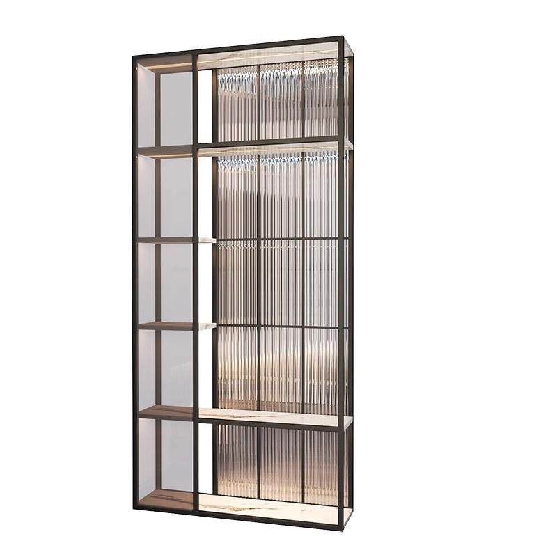 入户玄关带灯发光隔断柜客厅进门置物架酒柜屏风简约钢化玻璃餐边