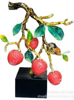 新款名利双收摆件珐琅彩装饰彩绘家居摆件办公室书房酒柜装饰黄铜