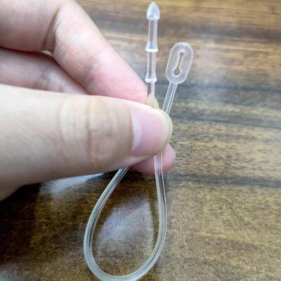 软胶针吊牌胶针挂线手穿针子母扣线绳标签绳吊粒透明弹力金线手工