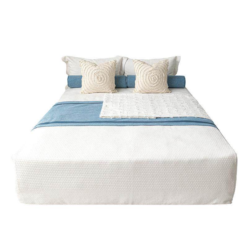 有料美家蓝色系床品套件展厅样板间床旗抱枕酒店民宿床尾巾床搭毯