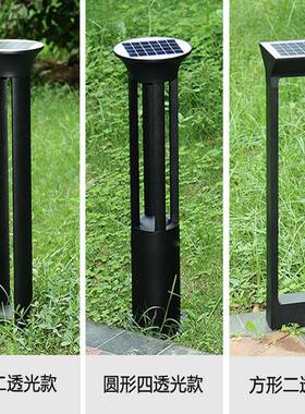 圆形太阳能LED草坪灯户外别墅庭院灯公园草地小区景观地插灯方形