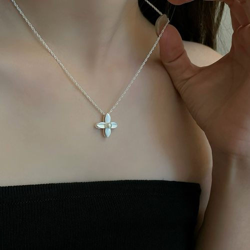纯银四叶草珍珠项链女韩版小众