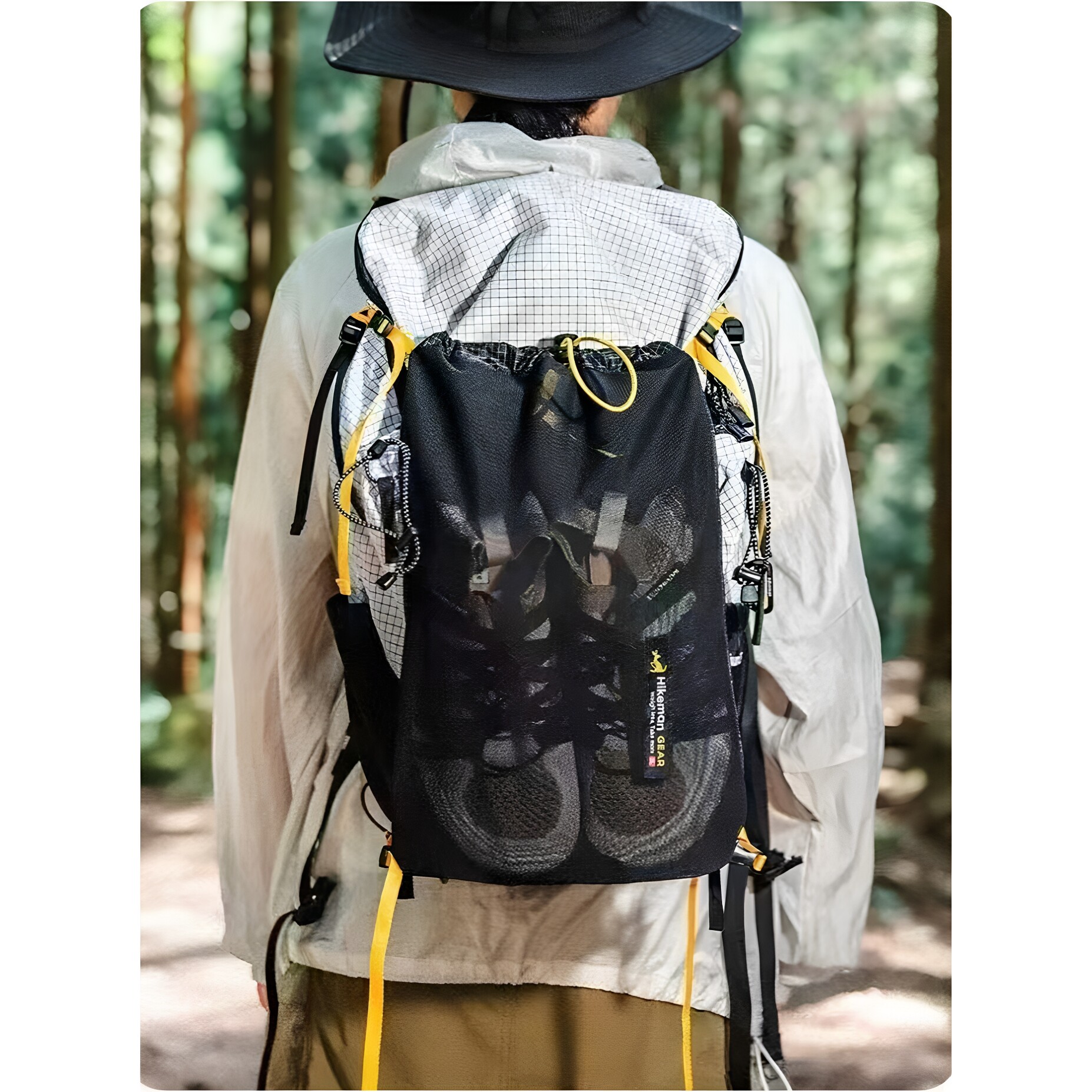 背包扩容袋鼠仓拓展储物网兜透气登山徒步杂物袋外挂网袋干湿分离
