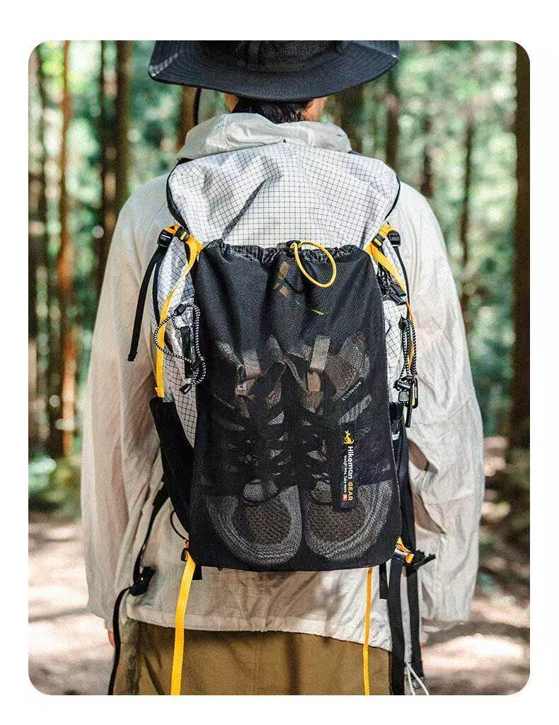 背包扩容袋鼠仓拓展储物网兜透气登山徒步杂物袋外挂网袋干湿分离