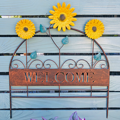 花园花插向日葵欢迎牌围栏装饰摆件地插件花圃小篱笆护栏庭院栅栏